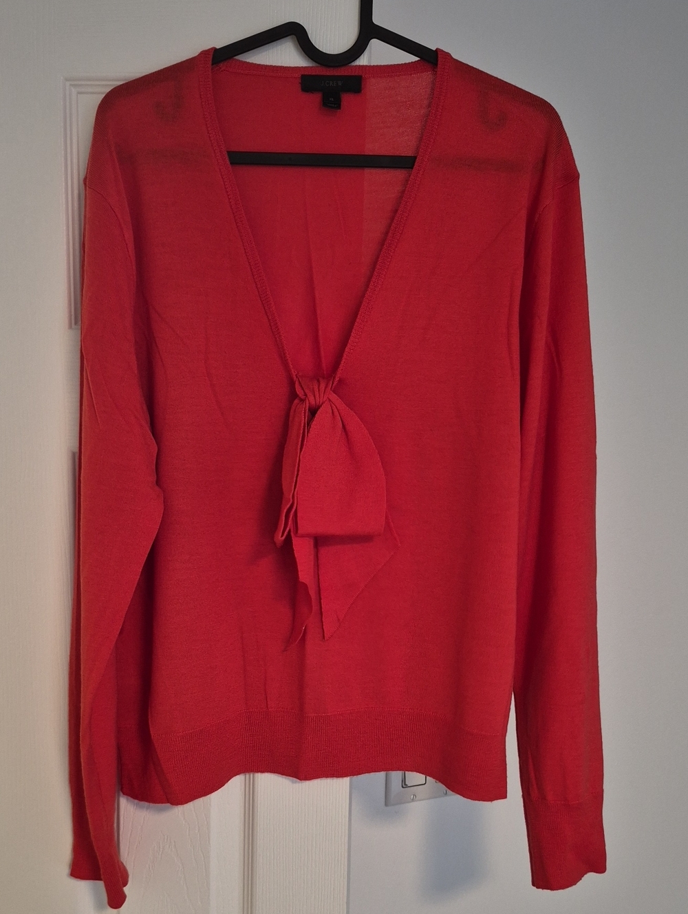 Ann Taylor Coral-Red Tie-Front V-Neck Sweater Size XL